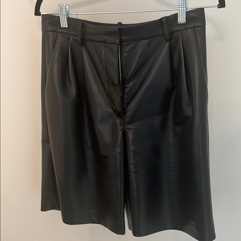 Wilfred Black faux Leather (pleather) Shorts with pleats